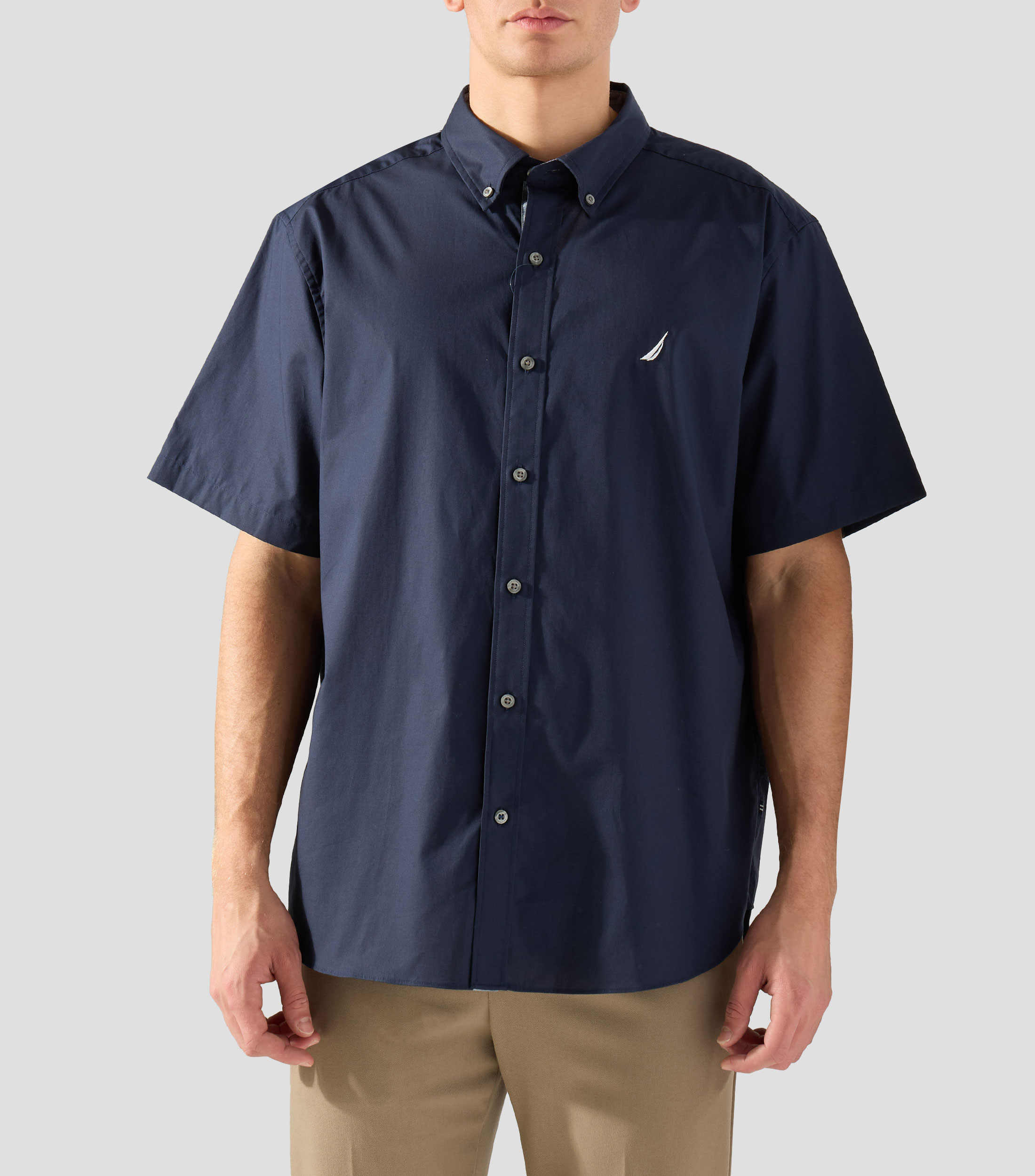Camisa lisa con manga corta Hombre